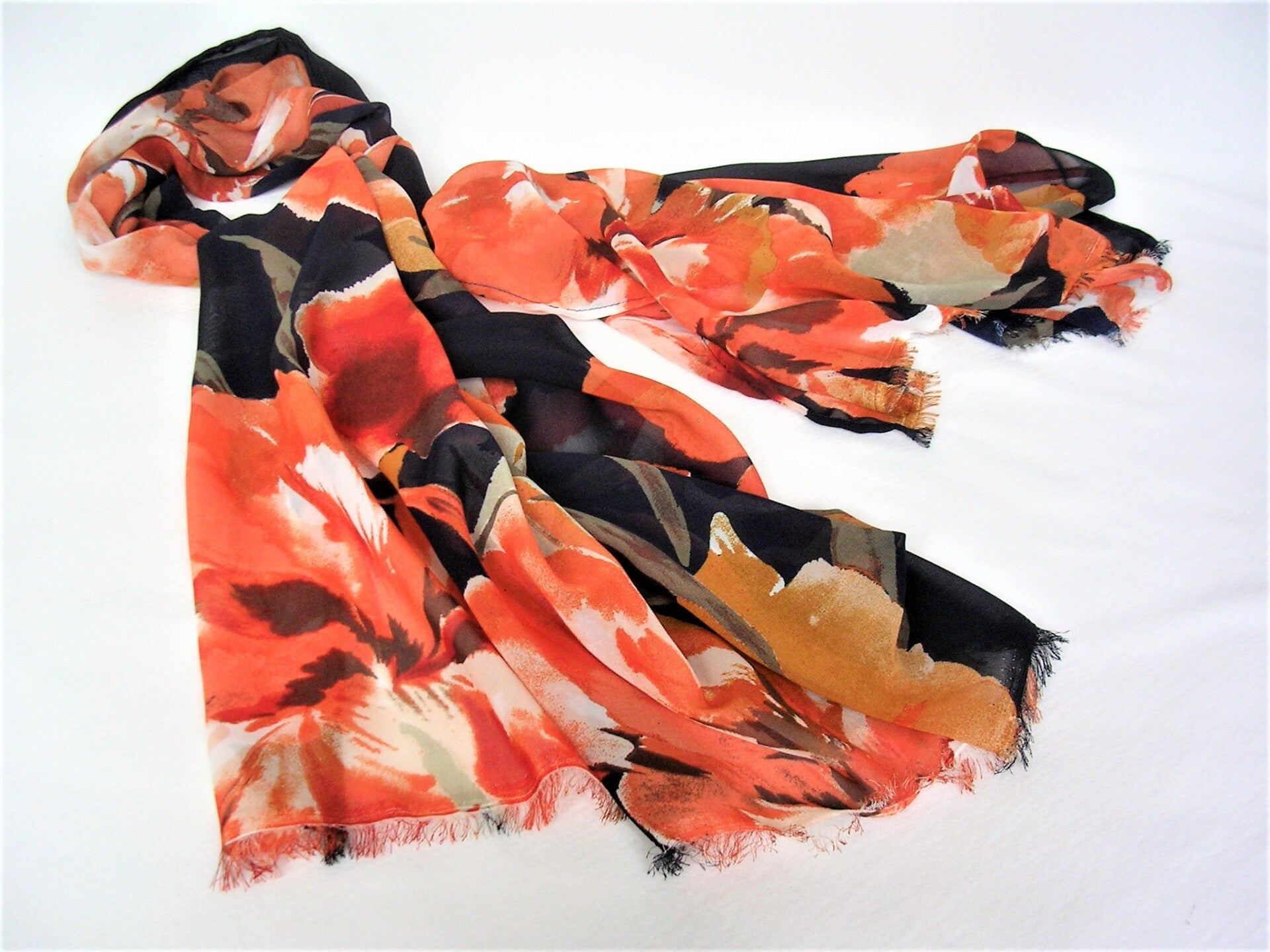 ORANGE LILIES on NAVY