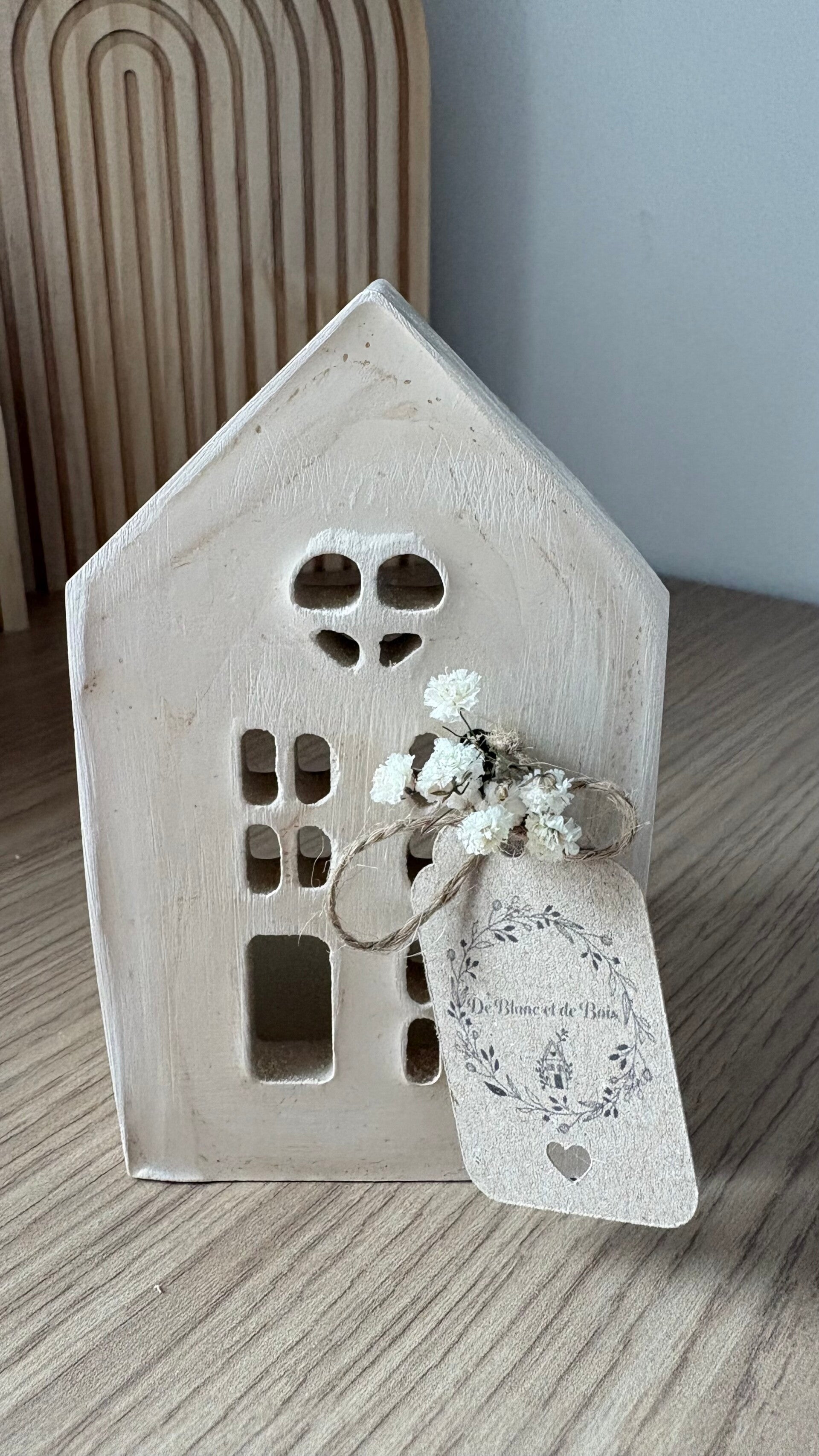 Maison photophore beige