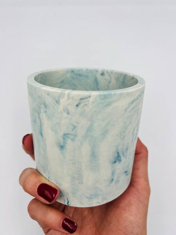 Grand pot bleu marbré