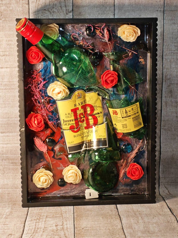 🥃 Tableau Artistique " Heritage" – Fusion Résine & Verre Brisé