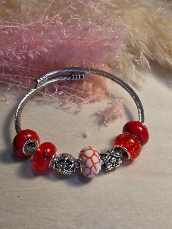 🌸​Bracelet Jonc "Éclat Solaire" – Style Câble Tressé & Perles Artisanales🌸