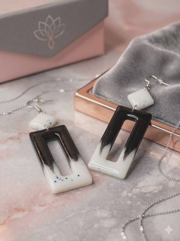 ​🎨 Les Rectangles "Arty Monochrome" – Boucles d'Oreilles Graphiques
