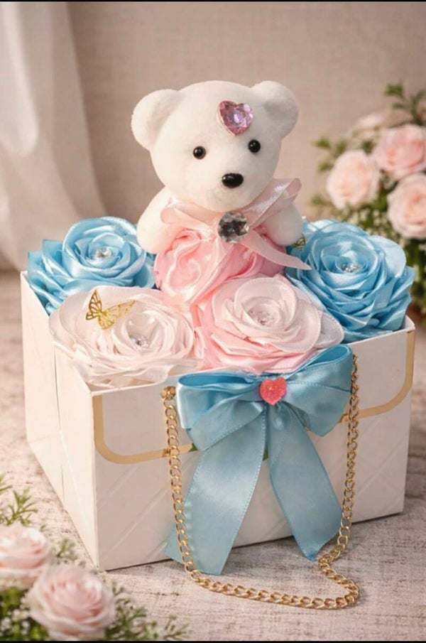 Sac Ourson et ses Roses Éternelles en Ruban