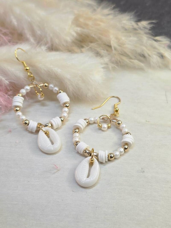 Boucles d’oreilles Coquillage Perlé – Élégance Bohème Chic
