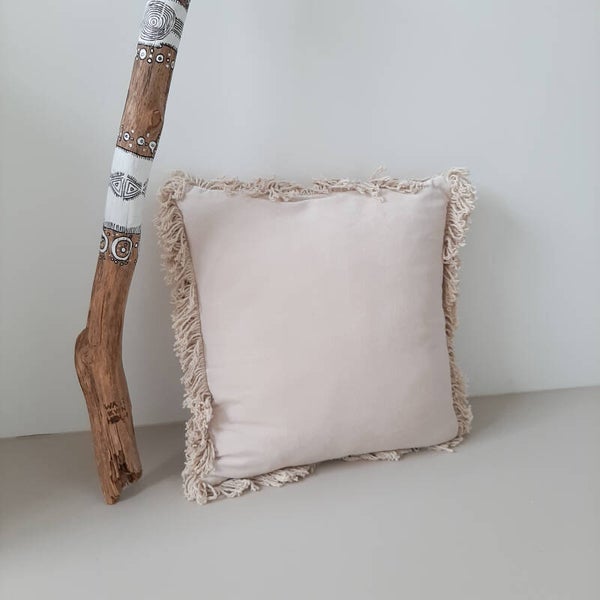 Kussen fluweel beige