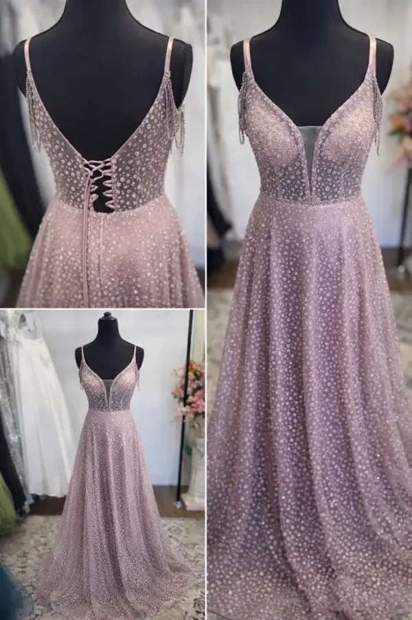 Blush Sequin Evening Dress
