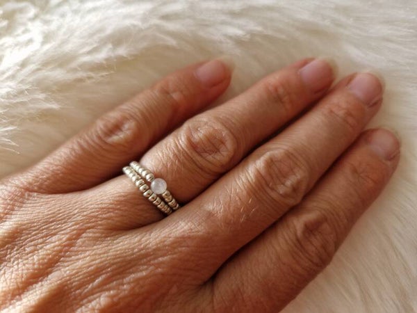 Set ringen met Regenboog maansteen