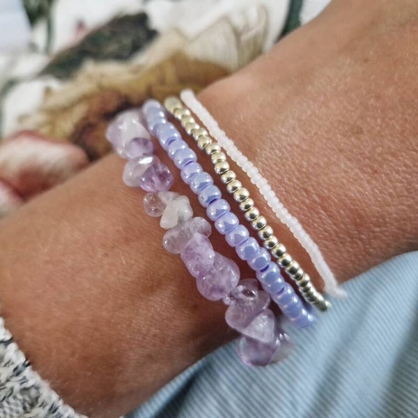 Cape Amethist met 3 miyuki rocailles armbandjes