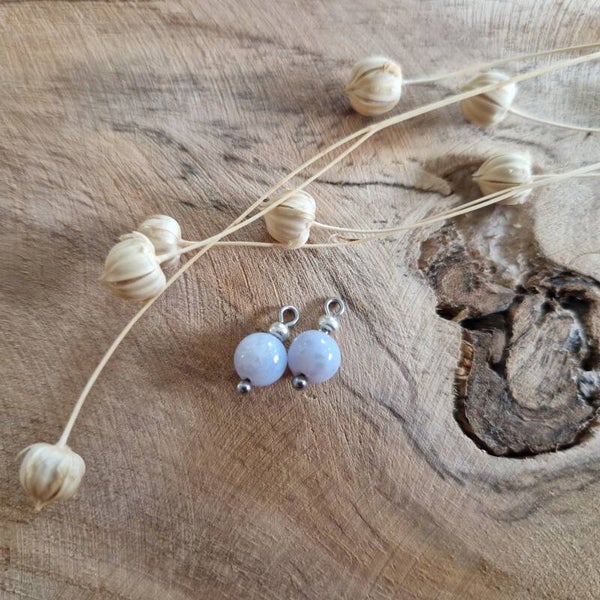 Oorbellen bedels chalcedoon bluelace agaat- zilver