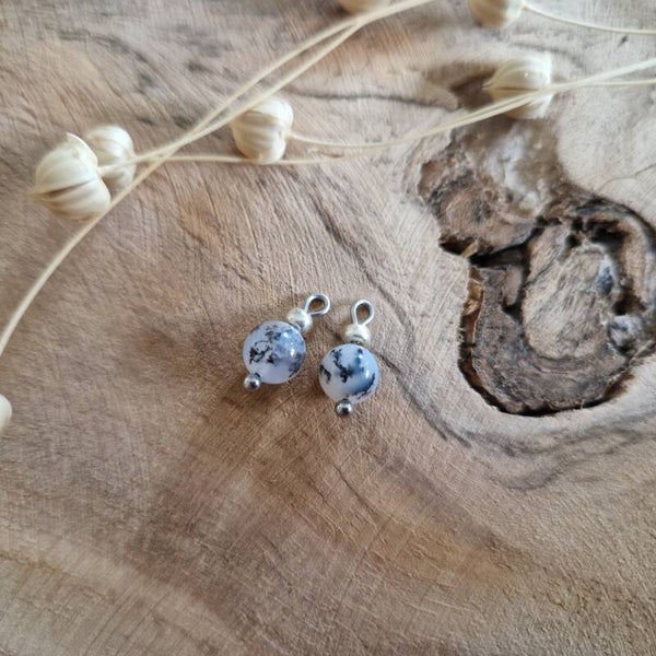 Oorbellen bedels dendrietopaal - zilver
