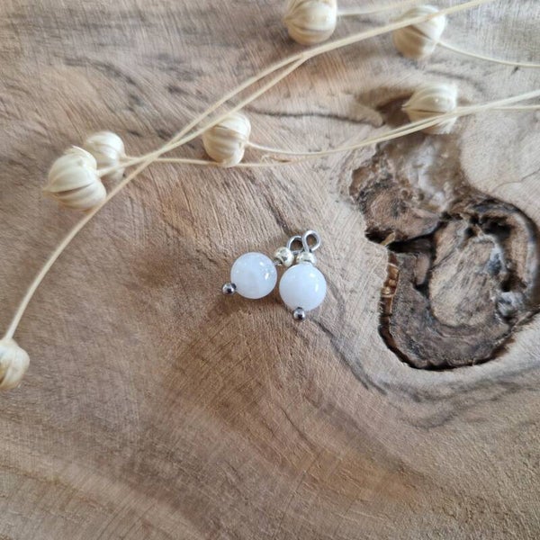 Oorbellen bedels Witte maansteen - zilver