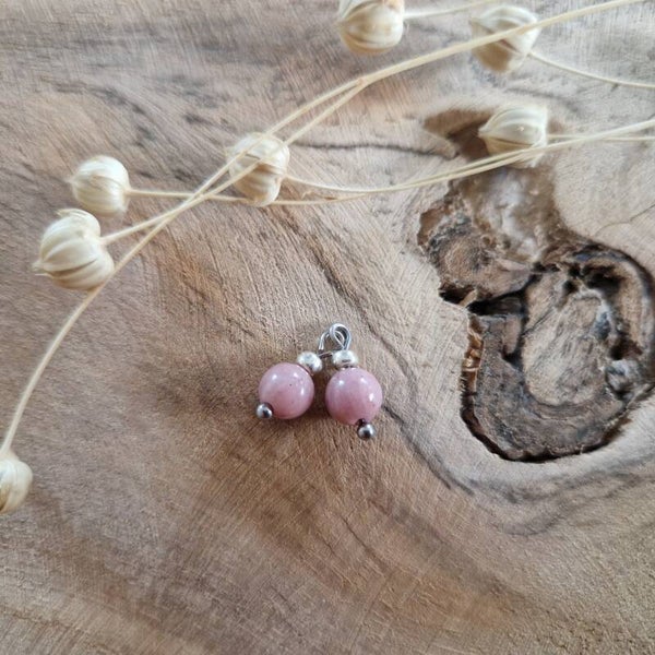 Oorbellen bedels Rhodoniet - zilver