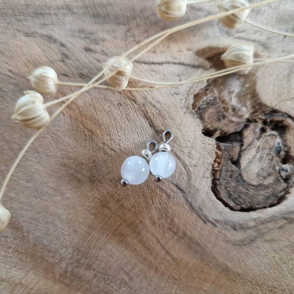 Oorbellen bedels seleniet - zilver