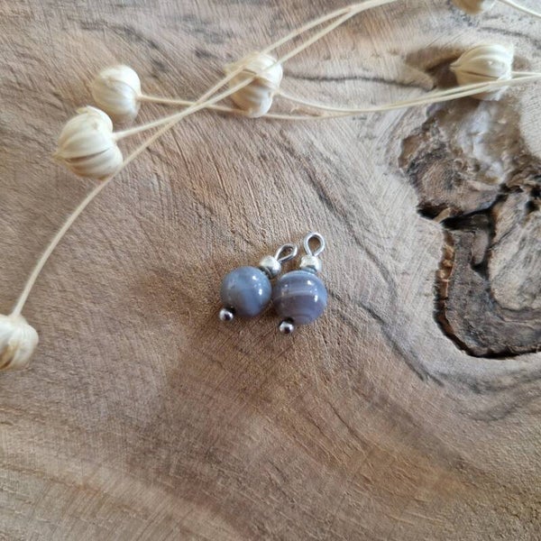 Oorbellen bedels Botswana agaat - zilver