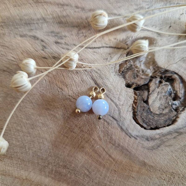 Oorbellen bedels chalcedoon - goud