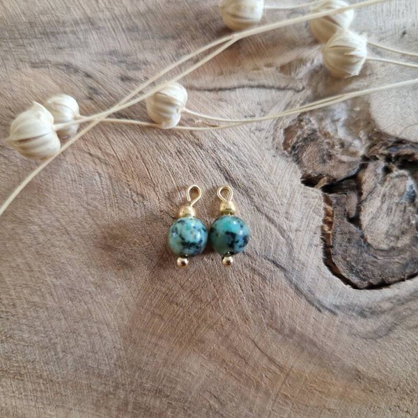 Oorbellen bedels Afrikaans turquoise - goud