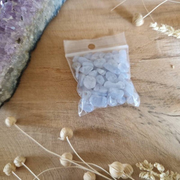 Zakje edelsteenkralen Chalcedoon
