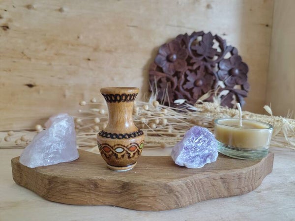 Jaarringsteker uniek houten vaasje
