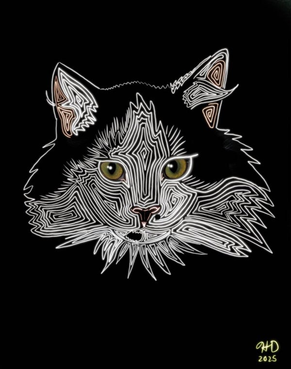 Neon Line Pet Portrait