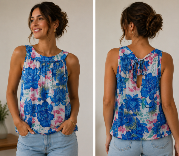 Top fluide Lidy bleu roi