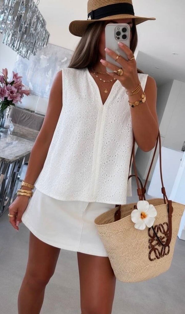 Top Maia blanc