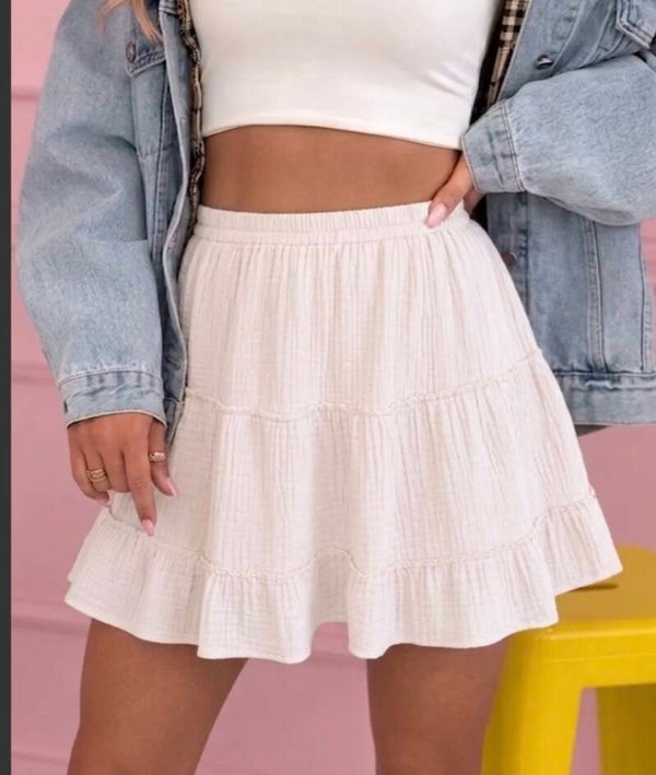 Jupe courte gaze de coton blanche