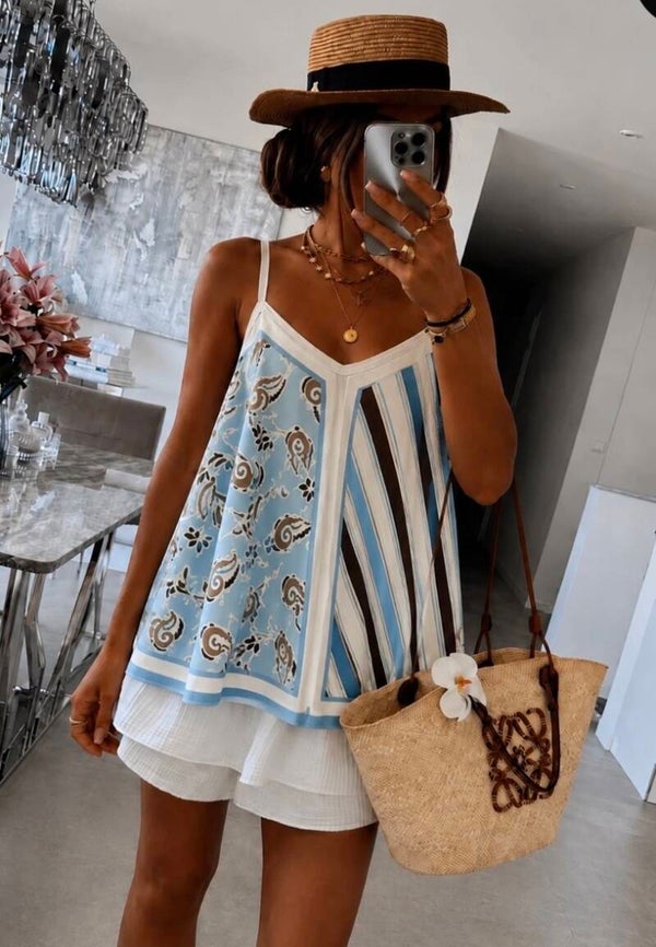 Top a bretelles Sarah bleu ciel