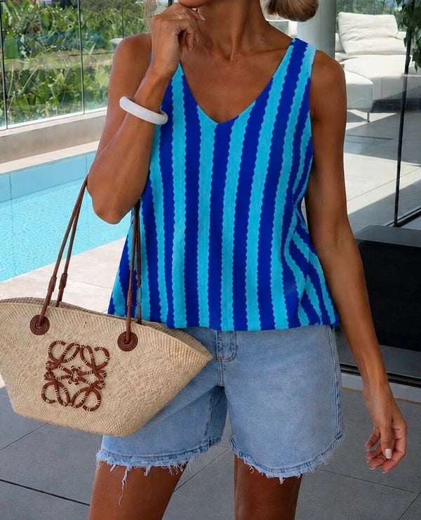 Top fluide Ines bleu roi/ turquoise