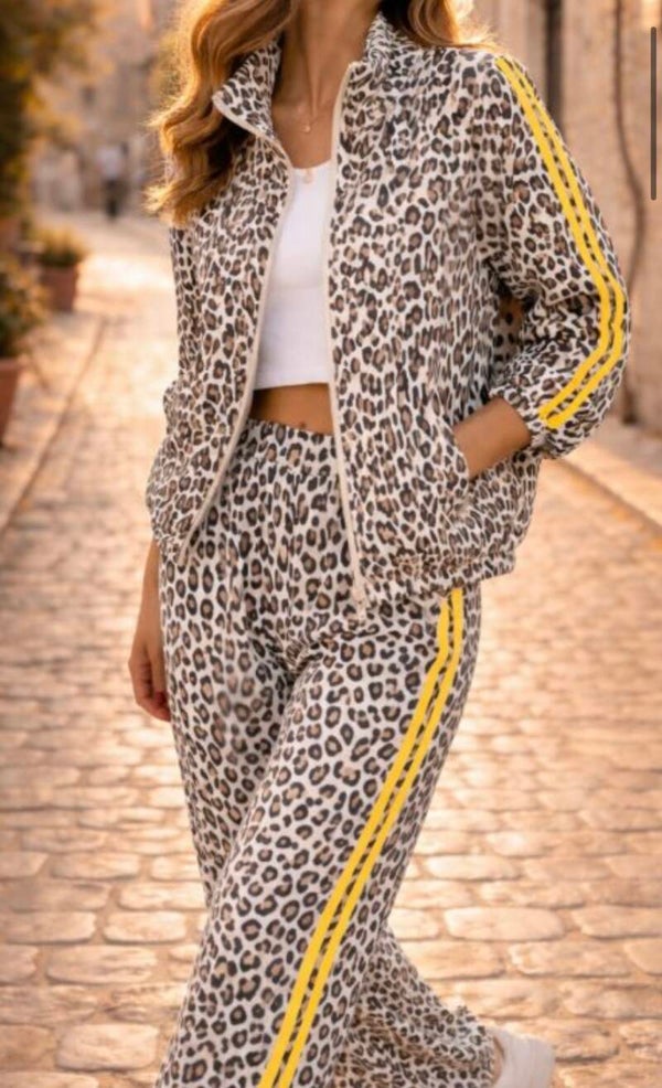 Veste léopard bande jaune