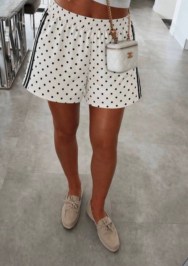 Short a pois blanc bande noir