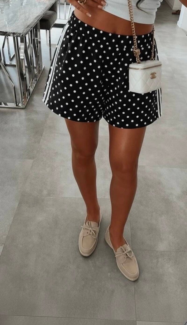 Short a pois noir bandes blanches