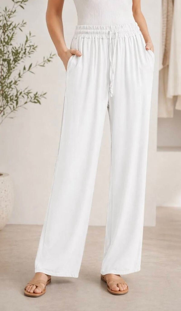 Pantalon large fluide blanc