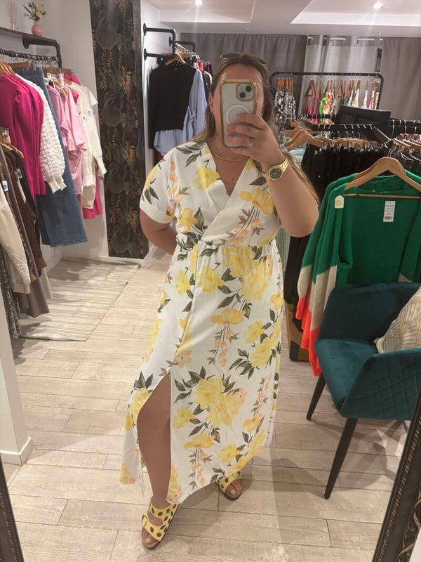 Robe longue fleurs Jaune