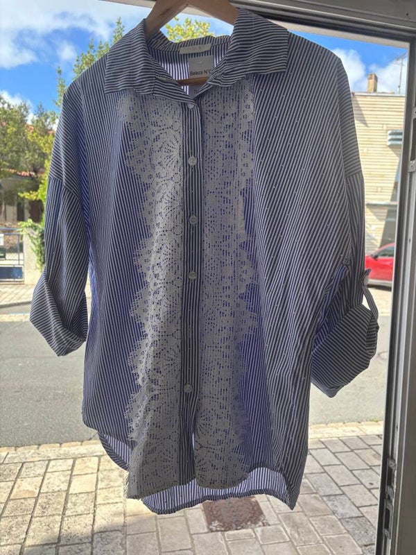 Chemise Stella rayure bleu marine