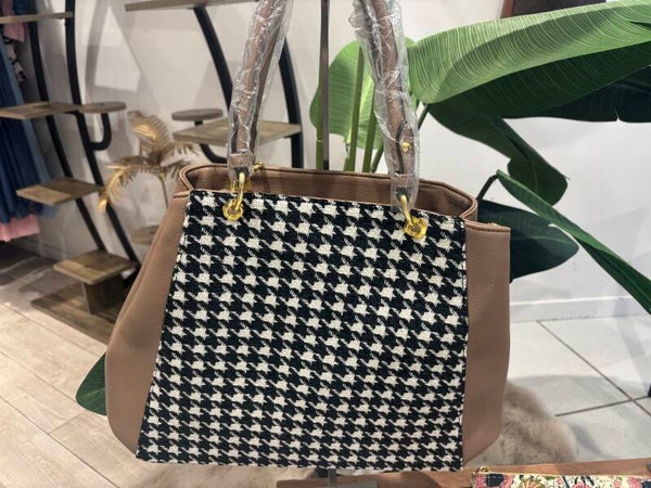 Sac à main tweed grand format