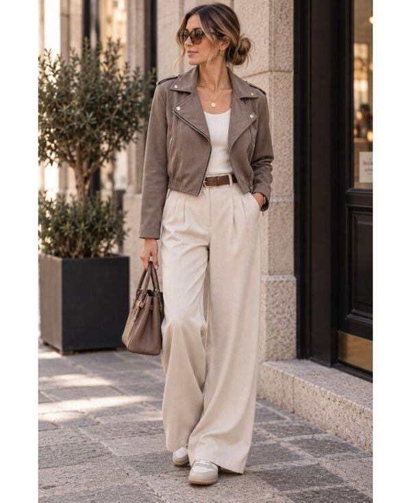 Perfecto en suedine Taupe