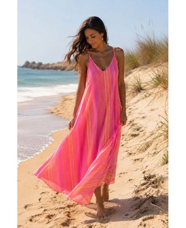 Robe longue Santorin Fushia