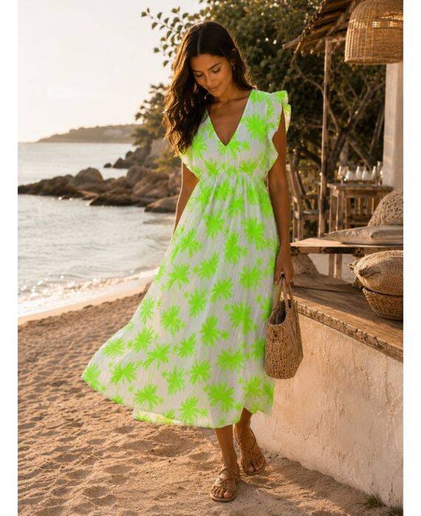 Robe longue Malaga Vert fluo