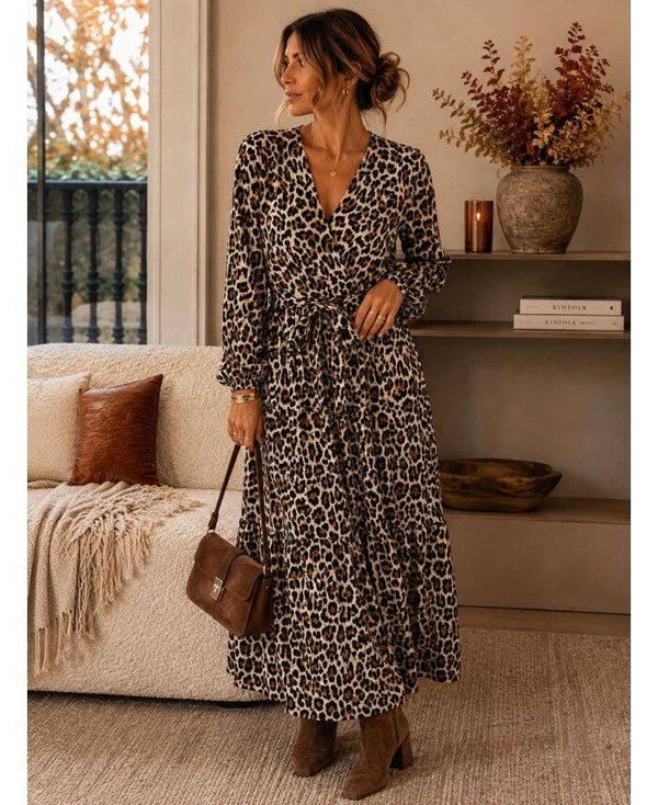 Robe longue leopard clair