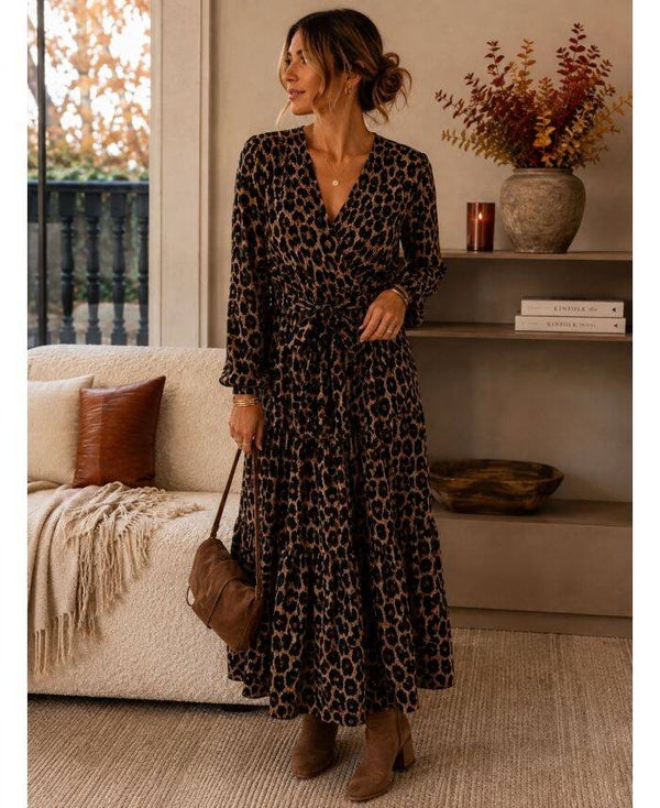 Robe longue Leopard fonce