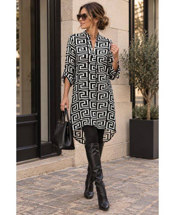 Robe tunique forme geometrique blanche