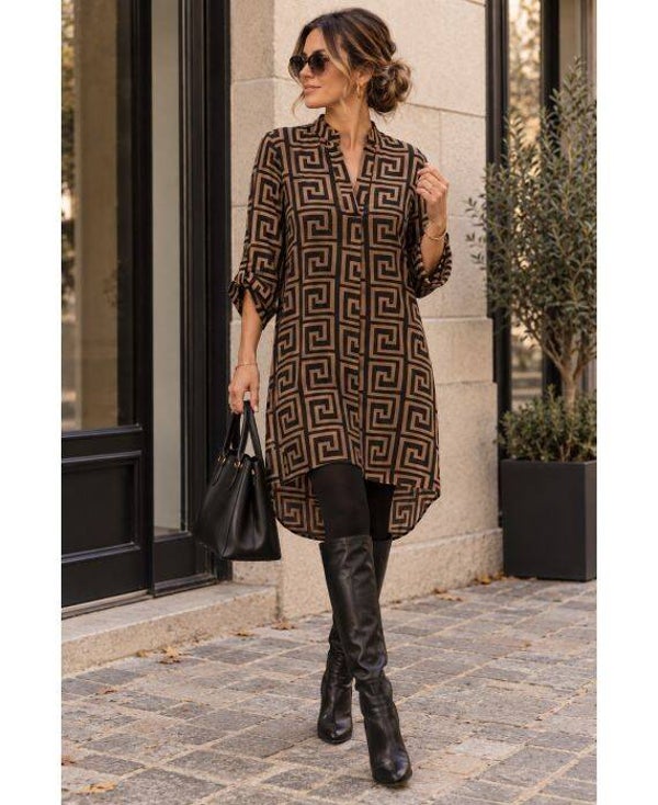 Robe tunique forme geometrique chocolat