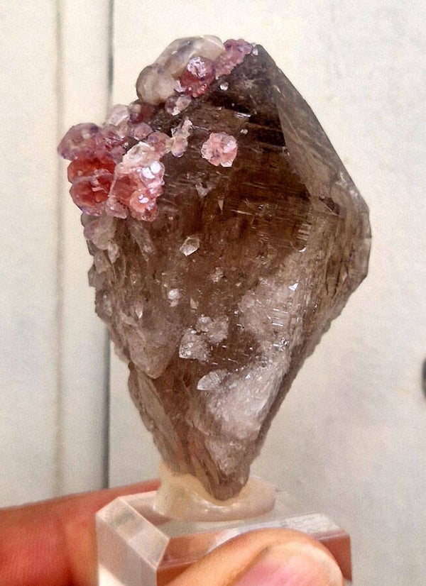 Fluorine Rose +Calcite / Quartz Fumé - Pink Fluorit / Smoky Quartz
