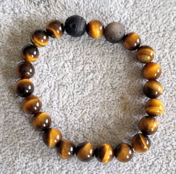 Oeil de Tigre + lune en Obsidienne