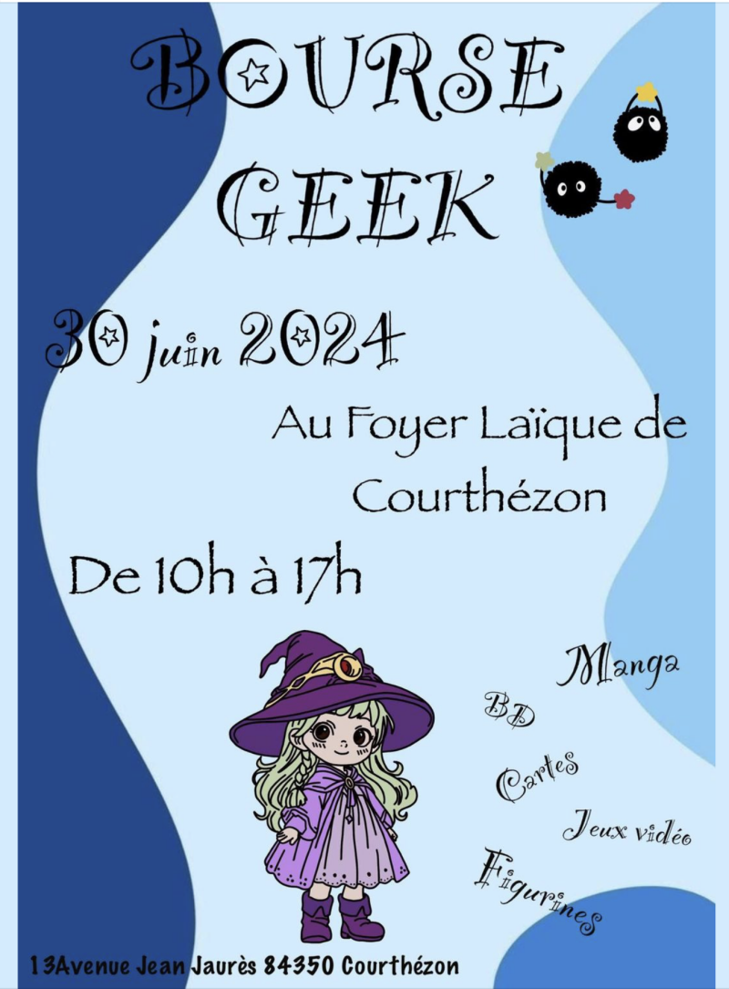 Affiche bourse Geek et écrivains de Courthézon 