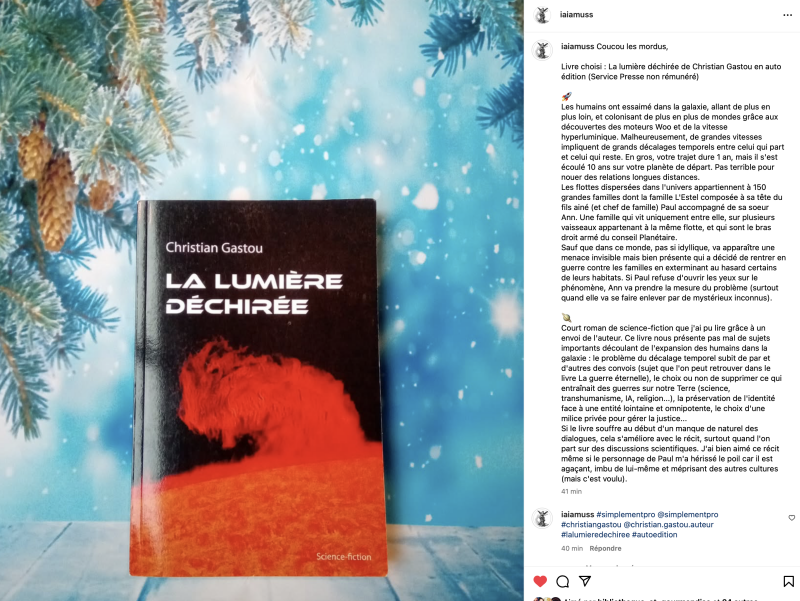 avis lecteur roman science fiction  la lumière déchirée
