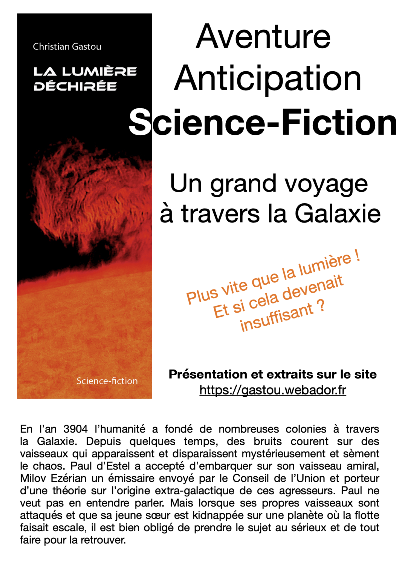 Roman de Science Fiction - affiche salons littéraires - auteur Christian Gastou