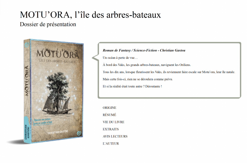 Motu'ora Présentation roman Fantasy Science Fiction, sommaire