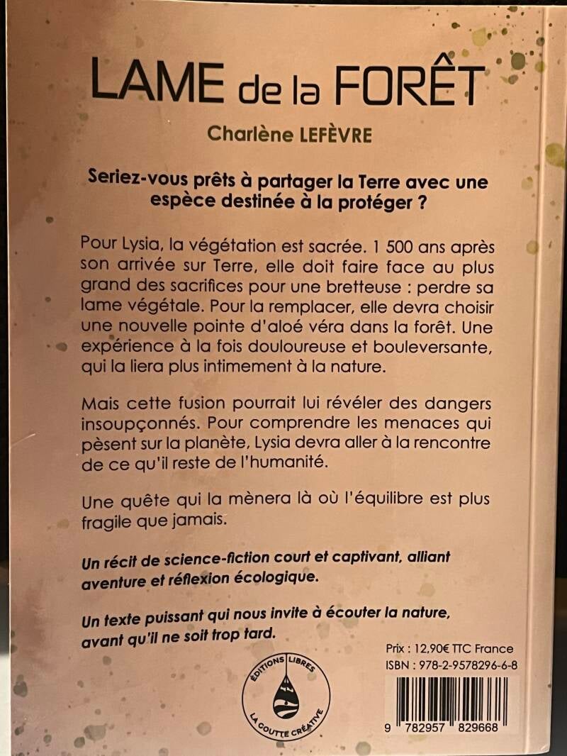 4eme de couverture livre lame de la forêt