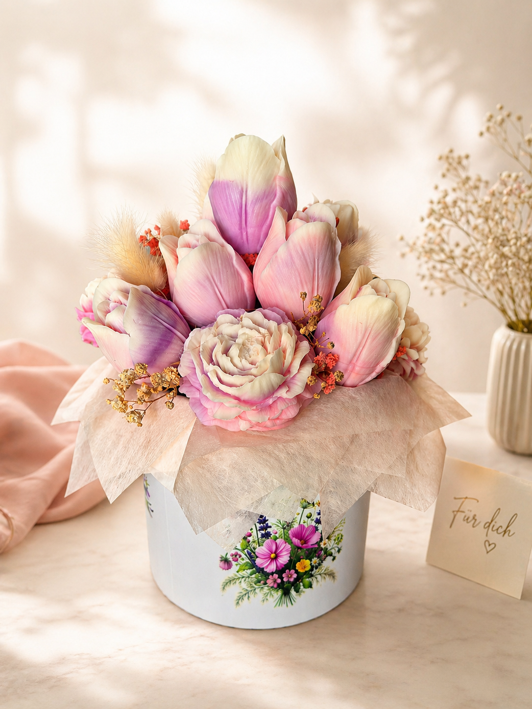 Tulpenbox- aus Wachsblüten